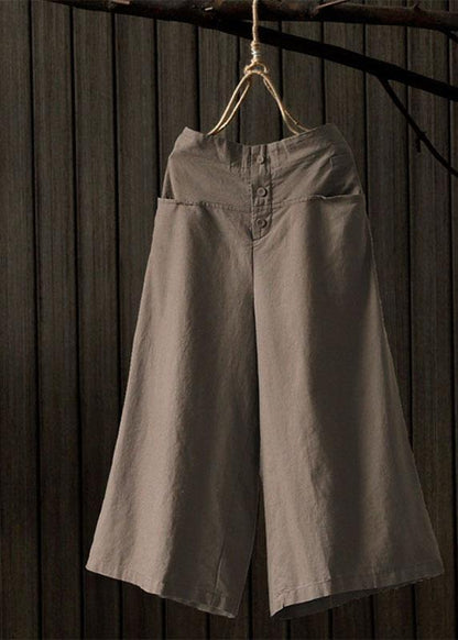 Elastic Waist Wide Leg Pants With Pockets
