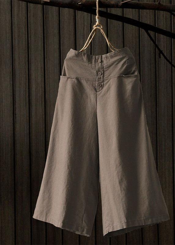 Elastic Waist Wide Leg Pants With Pockets