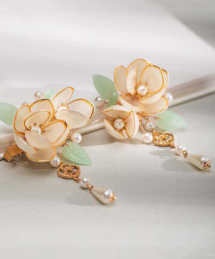 Handmade Gold Alloy Pear Petal Tassel Hairpin