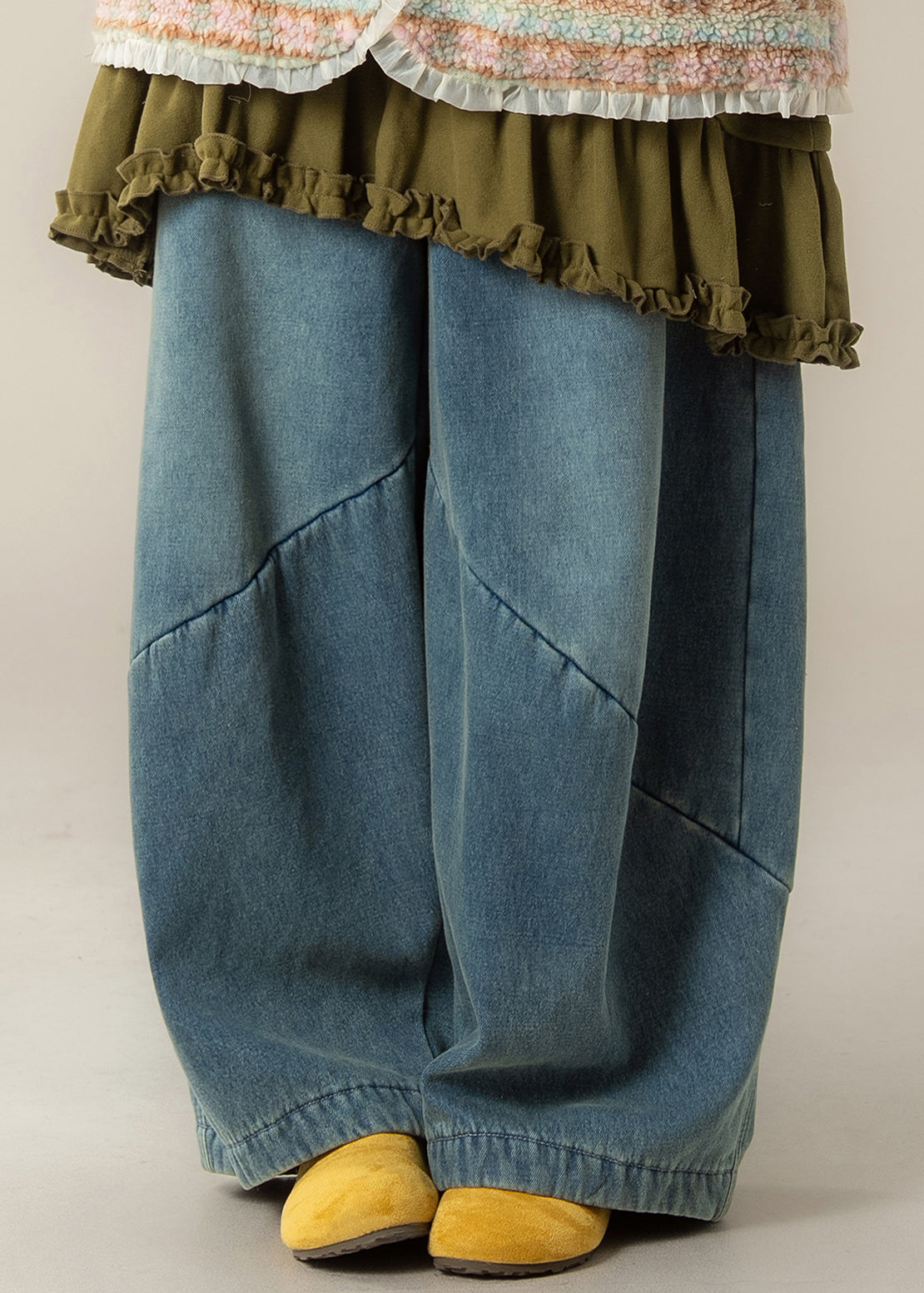 Blue Pockets Denim Wide Leg Jeans