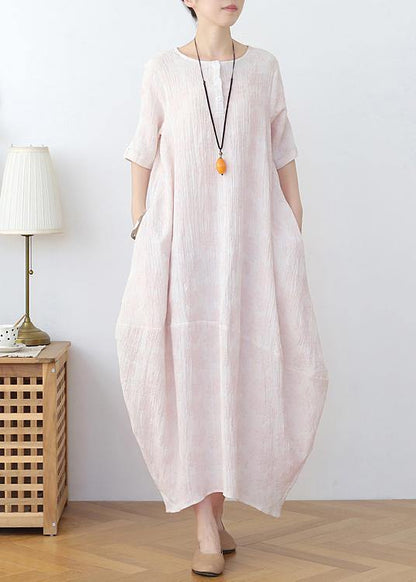 Iight Pink Linen Summer Dress
