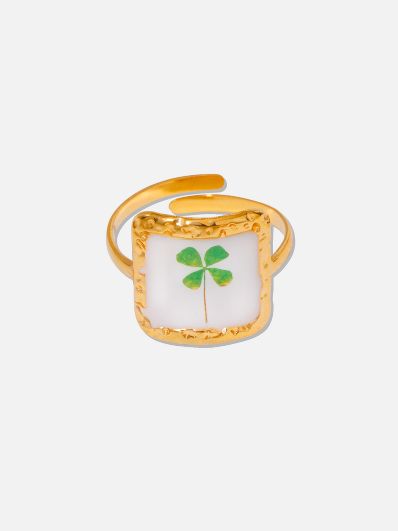 Spring Adjustable White Ring Set