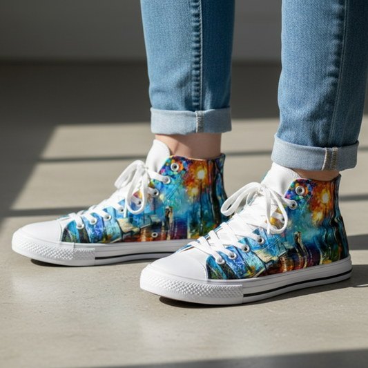 Impressionistische Regennacht Canvas Schuhe