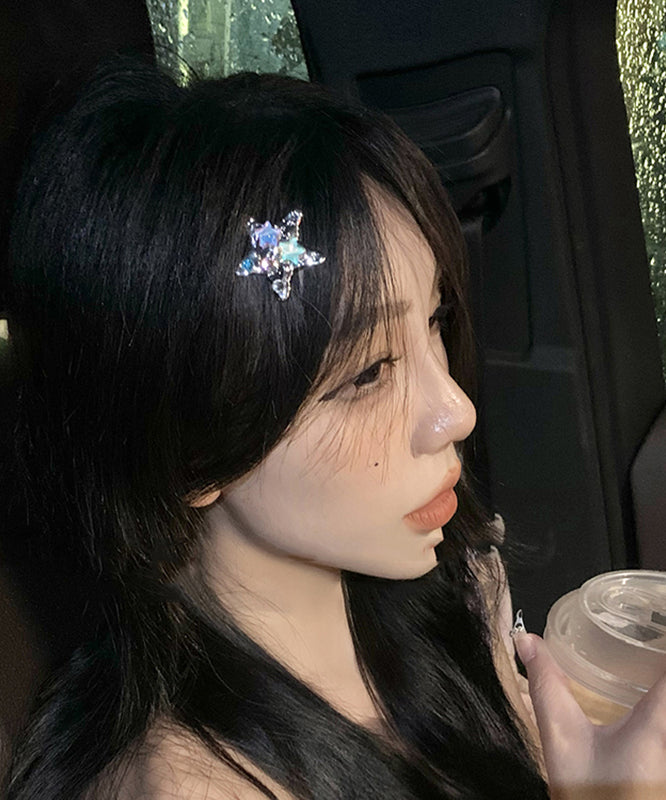 Rainbow Metal Alloy Crystal Star a Pair Hairpin