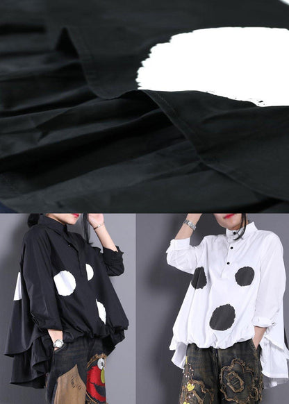 Asymmetric Clothes Christmas Gifts Black Dotted Blouse
