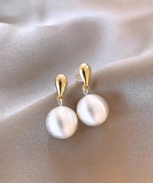 White Metal Alloy Spherical Drop Earrings