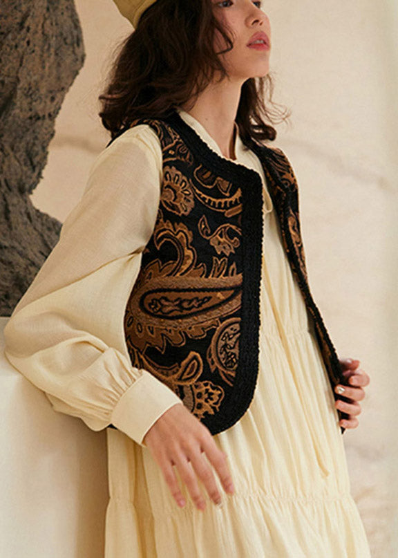 Jacquard Embroideried Patchwork Waistcoat Sleeveless