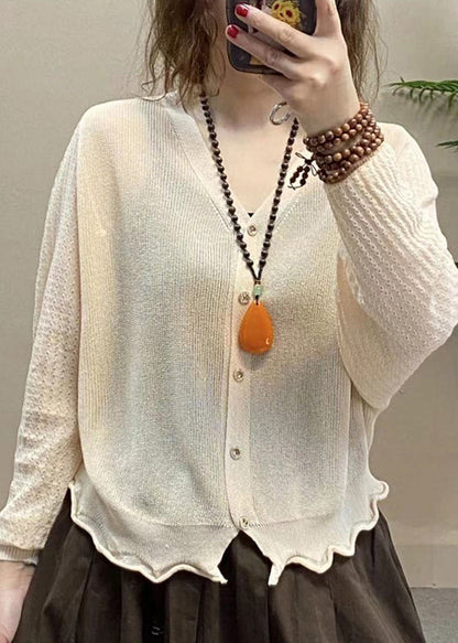 Simple Pink V Neck Button Ice Silk Upf 50+ Coat Summer