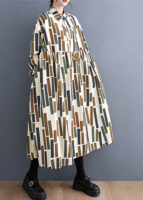 Diy Apricot Oversized Striped Cotton Vacation Dresses Spring