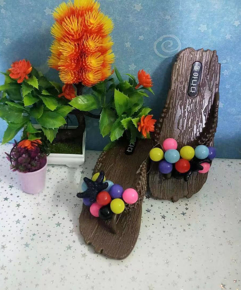 Beach Flip Flops Splicing Ball Decorated
