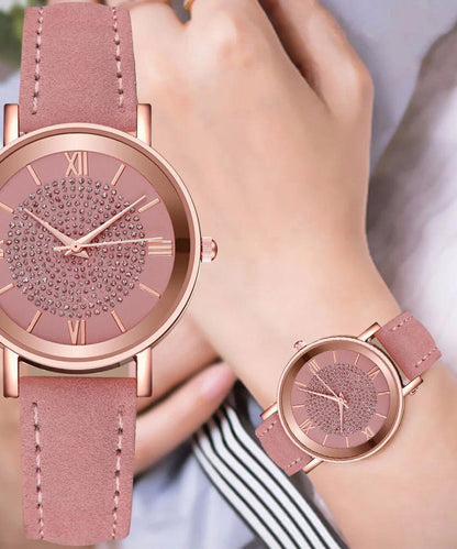 New Style Pink Starry Sky Dial Watches for Roman