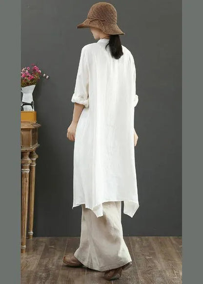 Natural Stand Collar Asymmetric Spring Blouse Inspiration White Shirt