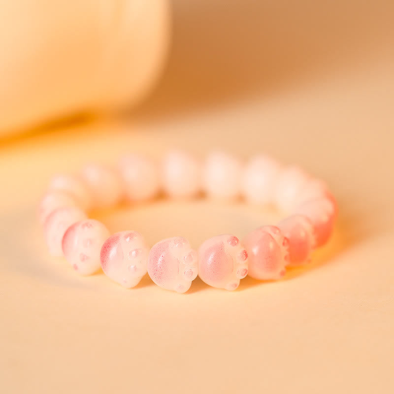 Buddha Stones Natural Bodhi Seed Paw Lucky Cat Paw Peace Bracelet