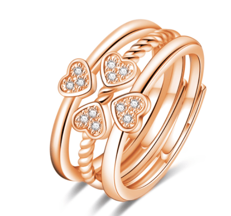 Mystic Fortune Leaf Clover Crystal Ring Set