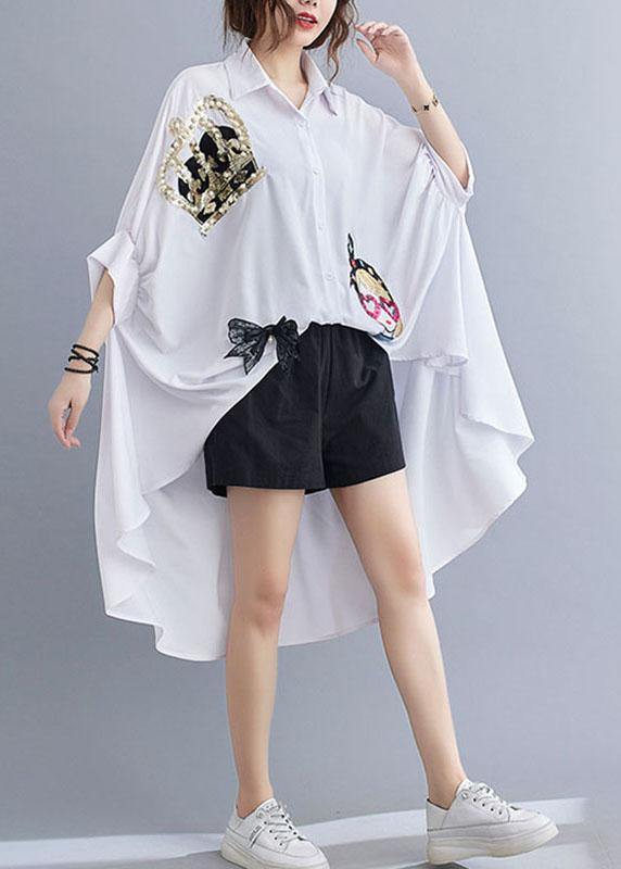 Style White Nail Bead Sequins Button Summer Top