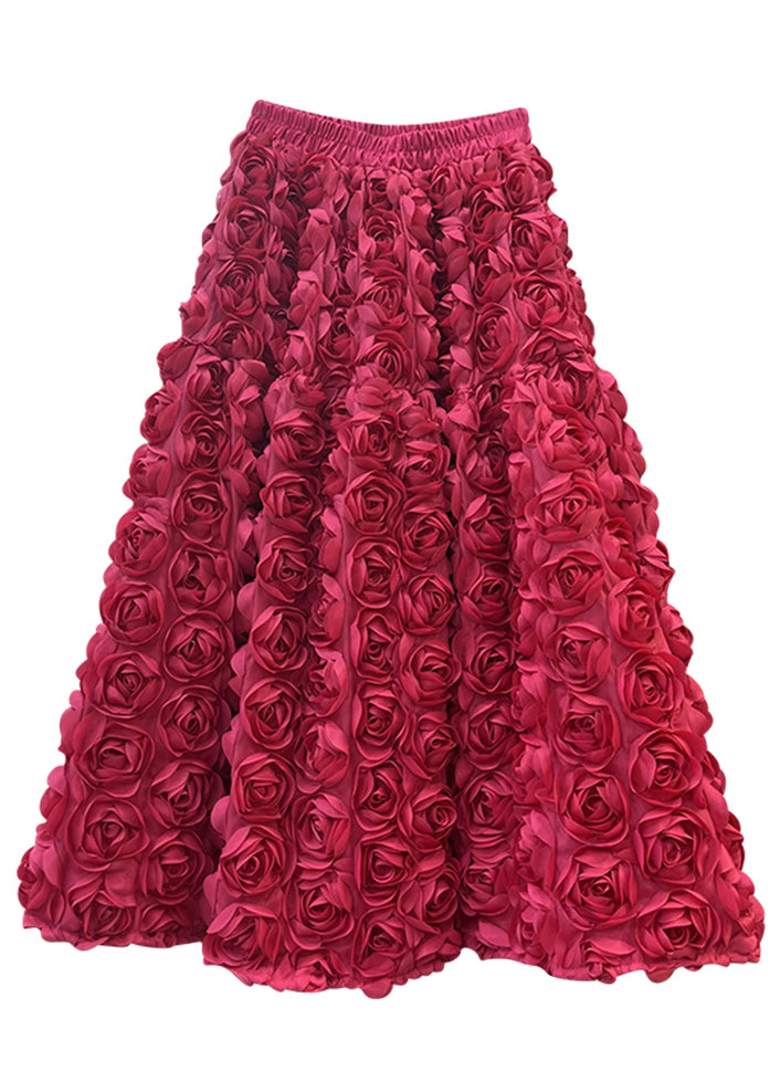 Boutique Rose Elastic Waist Tulle Maxi Skirts Spring