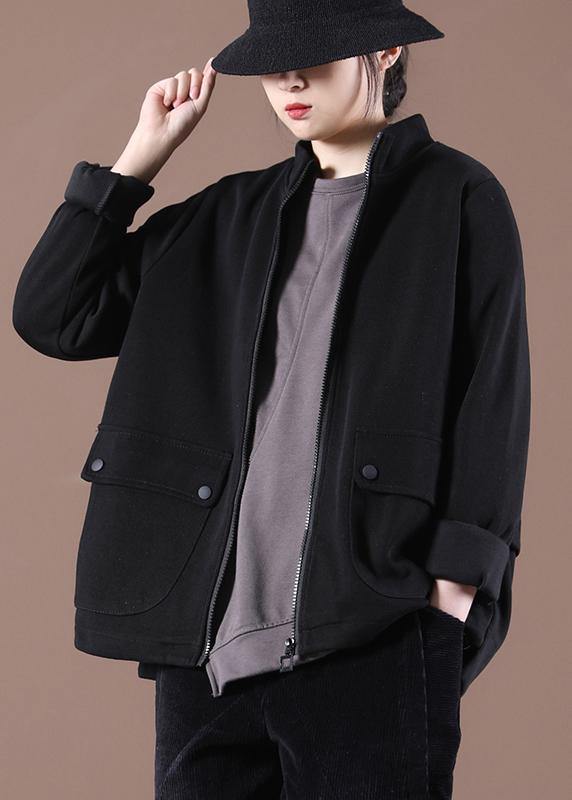 Black Zip Up Trench Short Coat