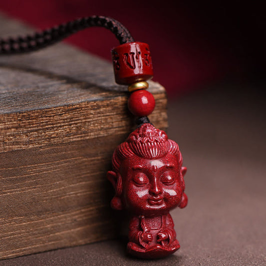 Buddha Stones Chinese Zodiac Natal Buddha Natural Cinnabar Amulet Keep Away Evil Spirits Necklace Pendant