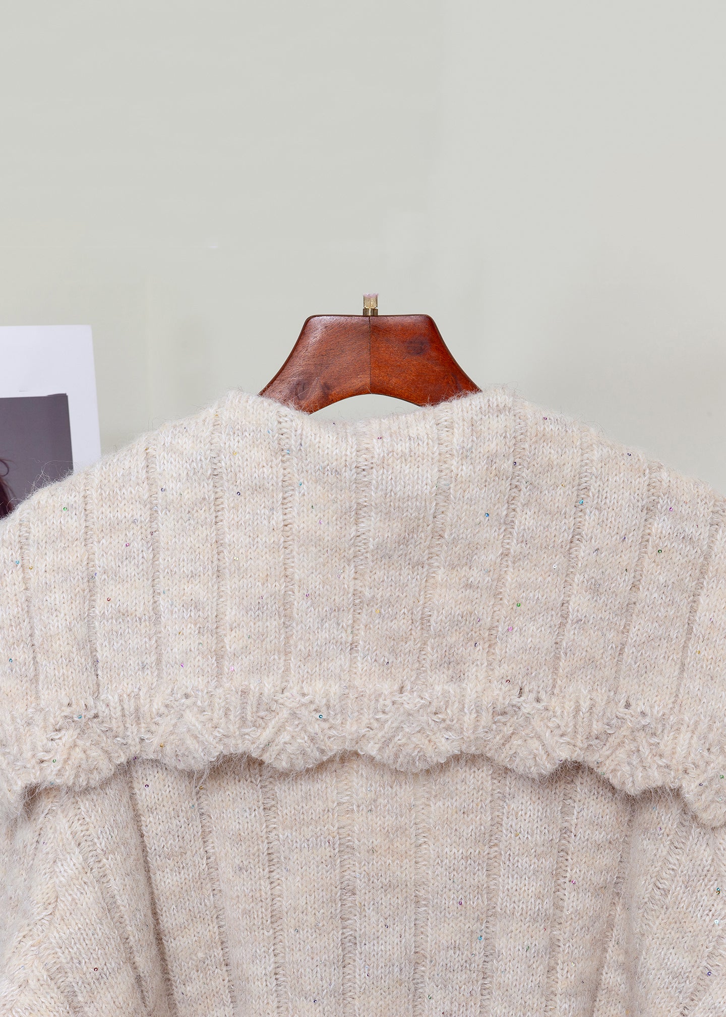 Oatmeal Patchwork Knit Winter Sweaters Fox Fur