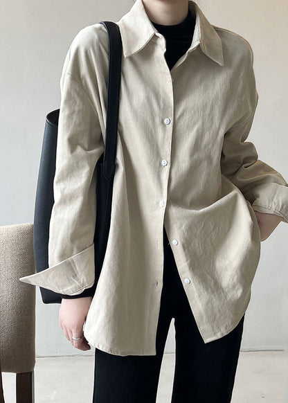 Apricot Patchwork Corduroy Shirt Spring