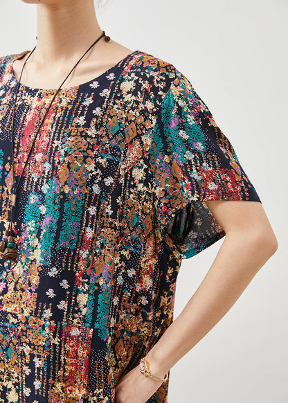 Black Oversized Print Cotton Dress Summer
