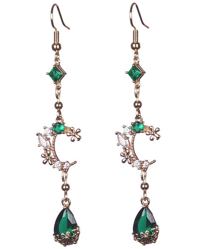 Green Gem Stone Water Drop Drop Earrings