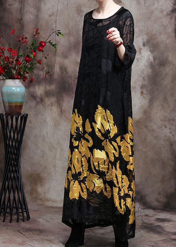 Lace Maxi Dress Yellow Loose Dress Summer