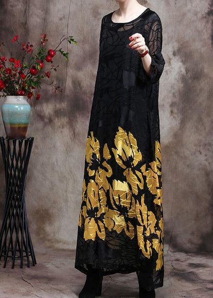 Lace Maxi Dress Yellow Loose Dress Summer