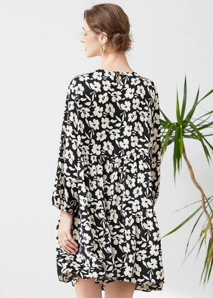 Black Oversized Patchwork Fake Two Piece Dress Spring