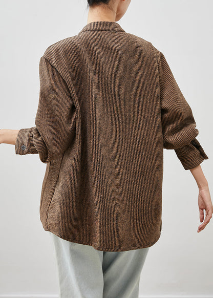 Brown Chinese Button Pockets Cotton Coats Spring