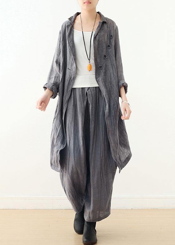 Gray Button Linenlow High Design Spring Jacket
