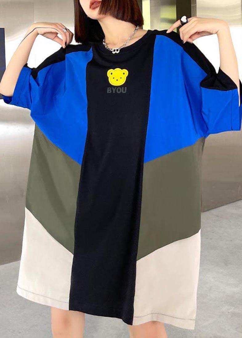 Loose Color Block Loose Maxi Dress Summer