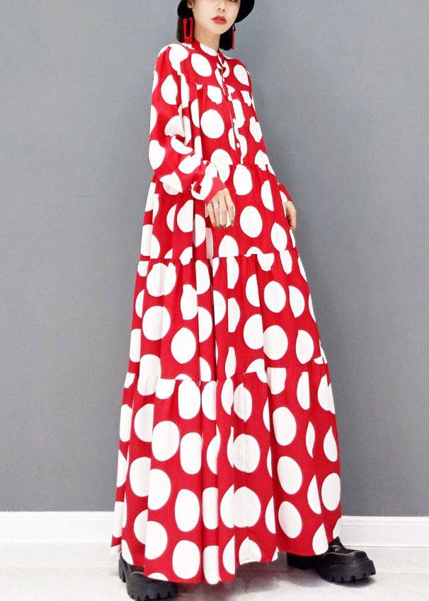 Red Dot Patchwork Dress Fall Long Sleeve
