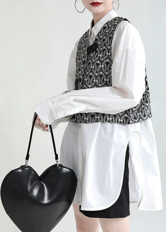 Black Button Pockets Fall Sleeveless Blouses Vest
