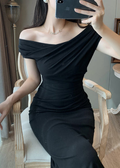 Black Cold Shoulder Wraped Party Dresses Summer