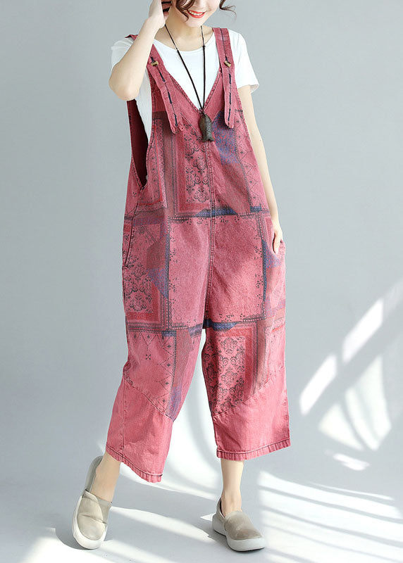 Loose Mulberry Pockets Print Jumpsuit Spring