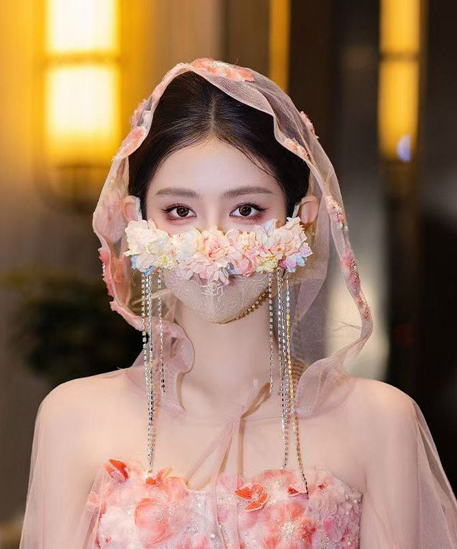Unique Rainbow Tulle Zircon Tassel Veil