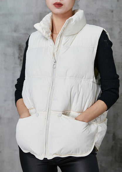 White Zip Up Warm Duck Down Vests Spring
