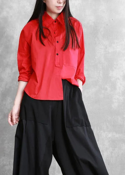 Black Peter Pan Collar Button Cotton Shirt Summer