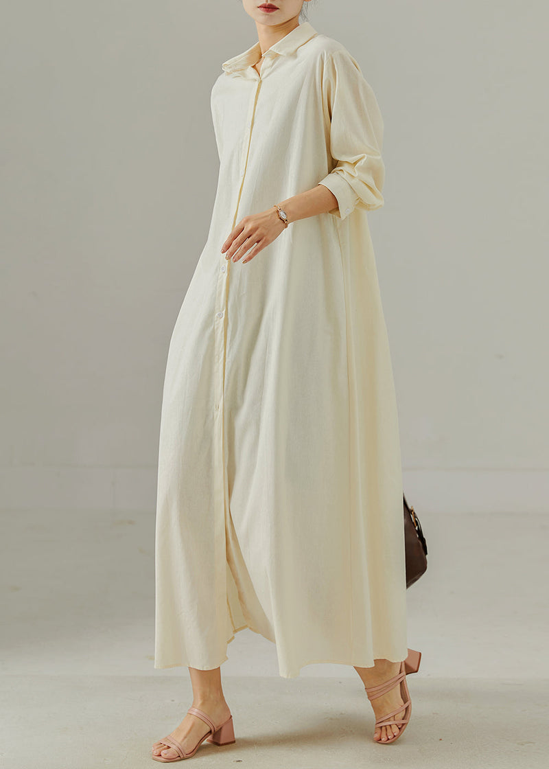 Milk White Oversized Cotton Shirt Dresses Spring