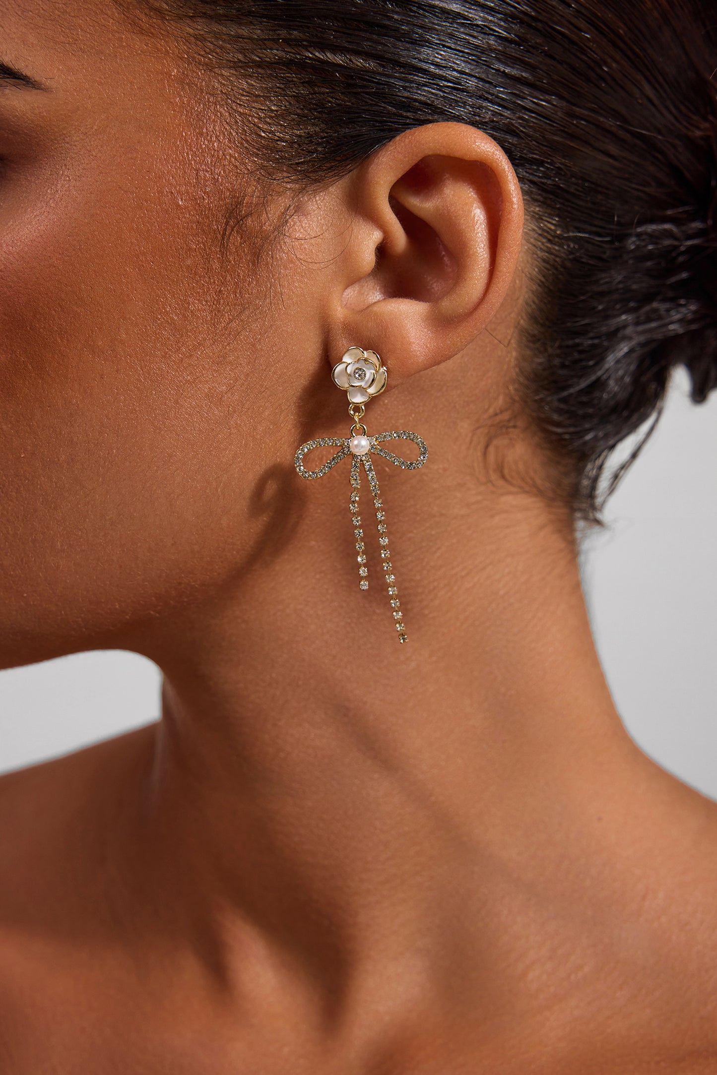 Bow Faux Diamond Earrings