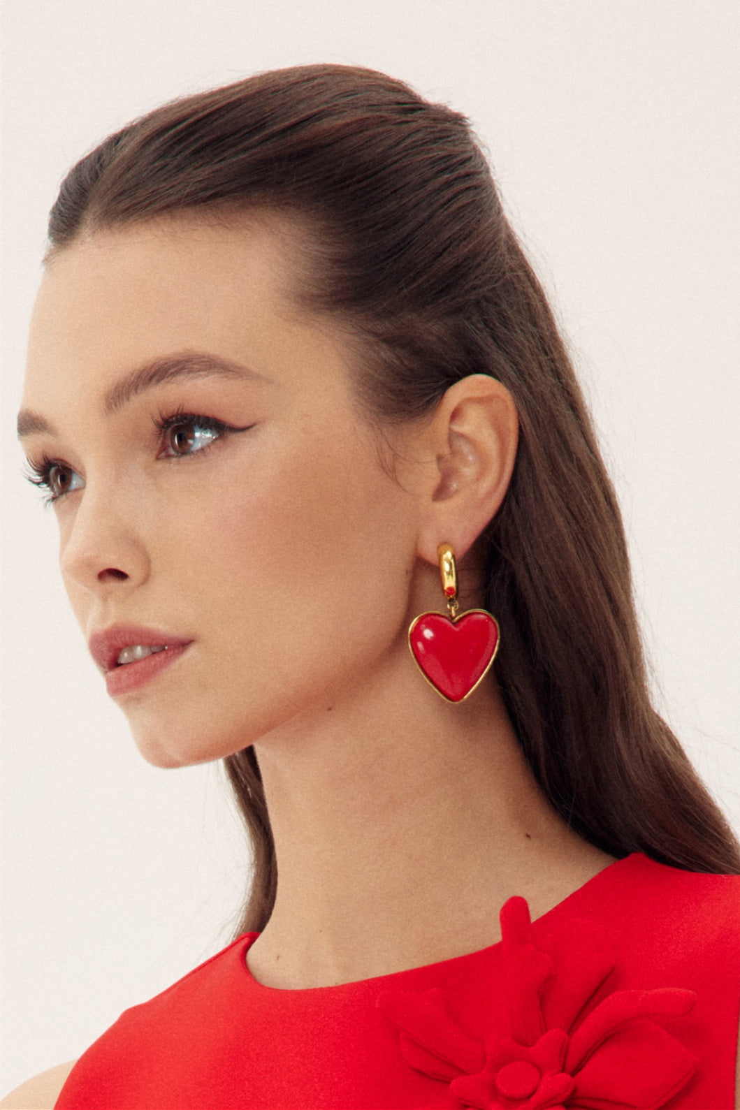 Red Heart Drop Earrings
