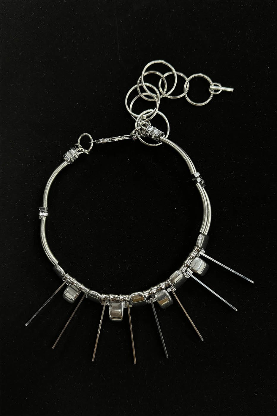 Double-strand Metallic Spike Choker Necklace
