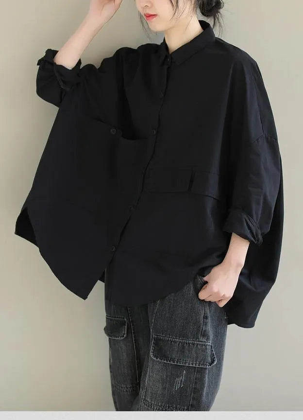 Red Blouse Lapel Asymmetric Short Shirt Top