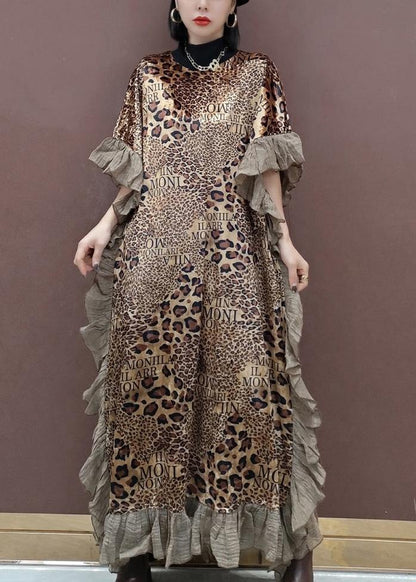 Loose O Neck Ruffles Spring Clothes Lnspiration Leopard Dress