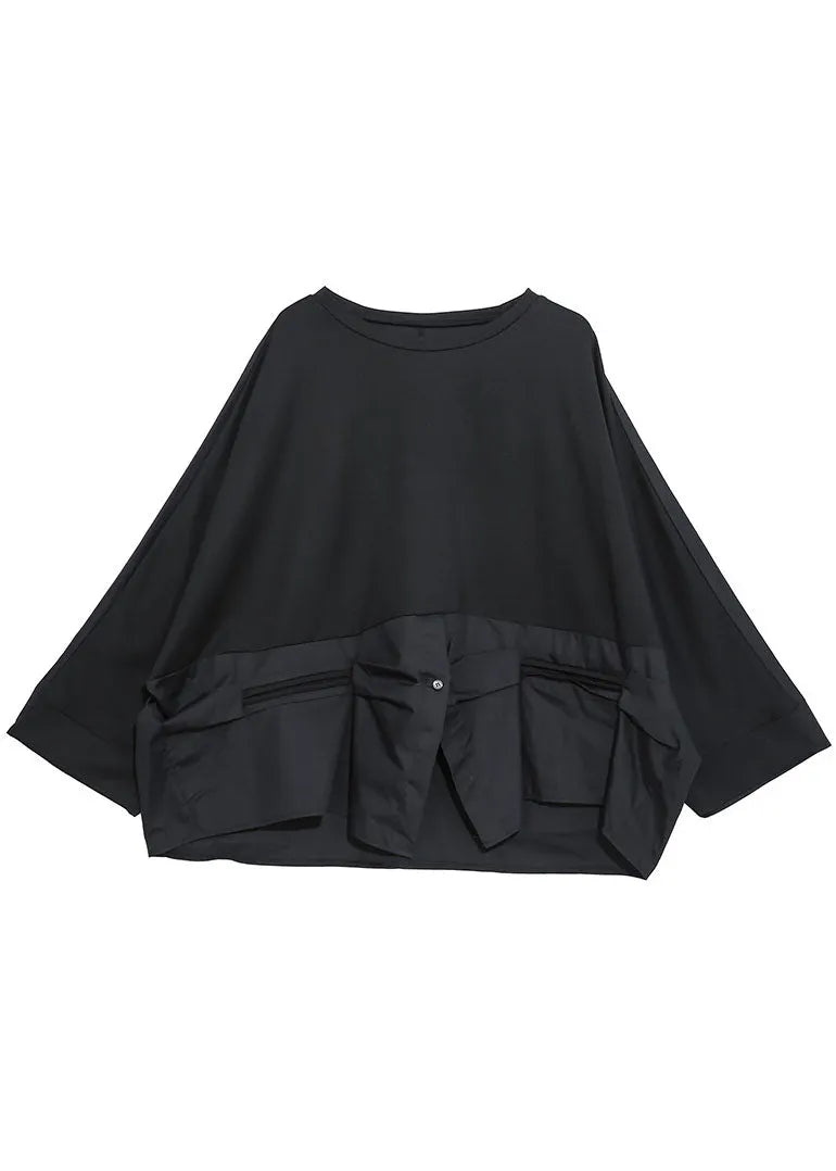 Classy Mulberry O-neck Patchwork Asymmetrical Design Fall Long Sleeve Blouse Top
