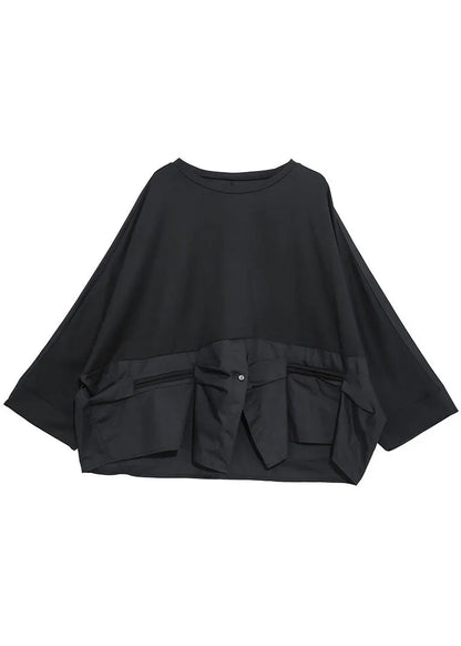 Classy Mulberry O-neck Patchwork Asymmetrical Design Fall Long Sleeve Blouse Top