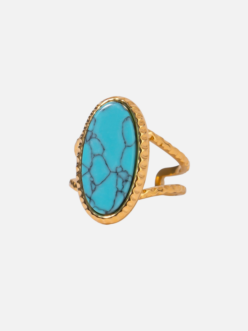 Oval Natural Stone Adjustable Rings