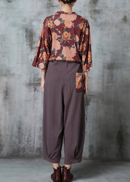 Oversized Patchwork Linen Jumpsuits Summer