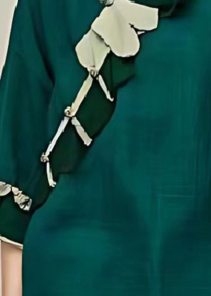 Dull Green Oversized Linen Shirt Flare Sleeve